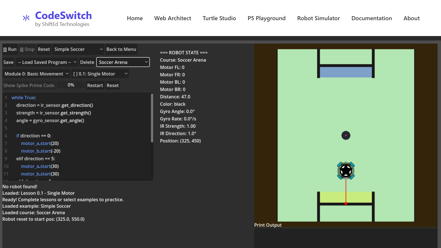 Robot Simulator Interface